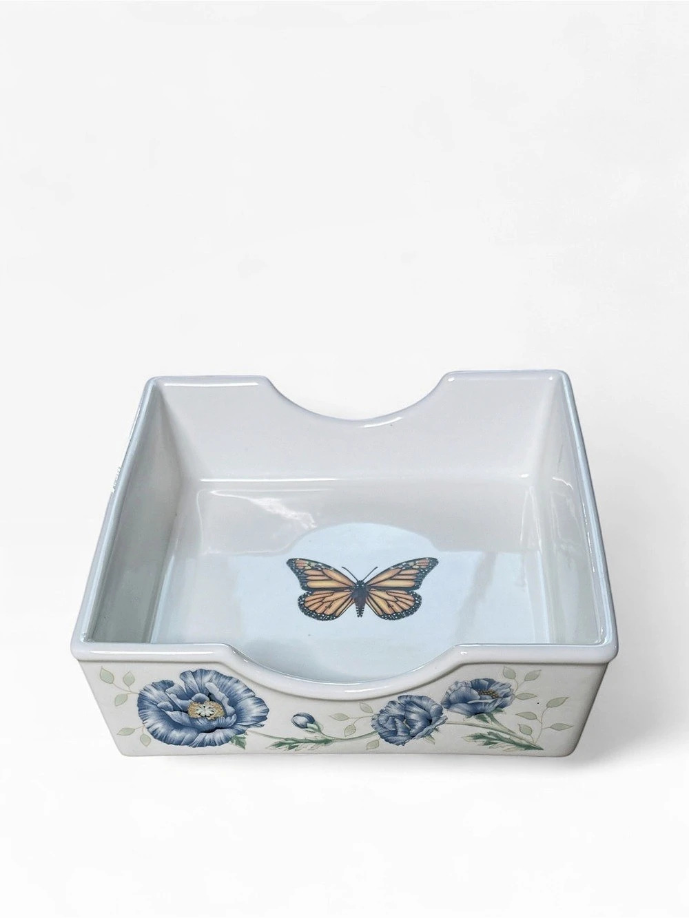 Lenox Butterfly Meadow Figural Napkin Holder White & Blue